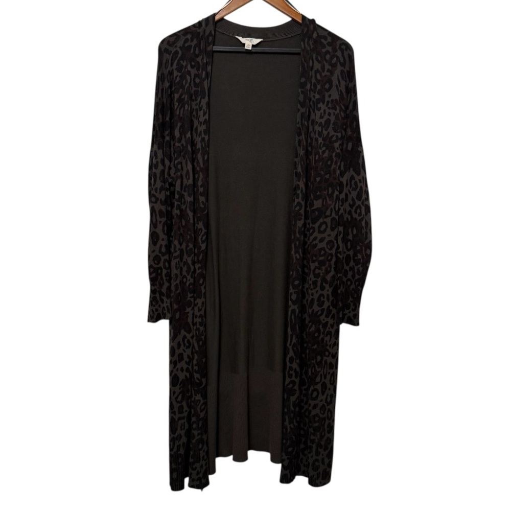 Terra & Sky Sea Turtle Leopard Cardigan Women's Plus Size 14W Longline Duster